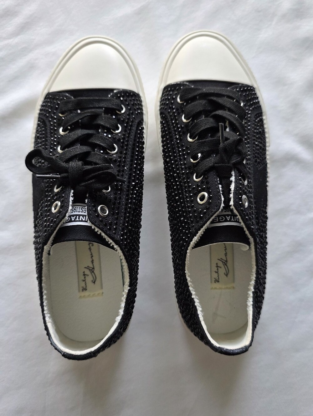 Vintage Havana Black Rhinestone Sneakers Size 8.5